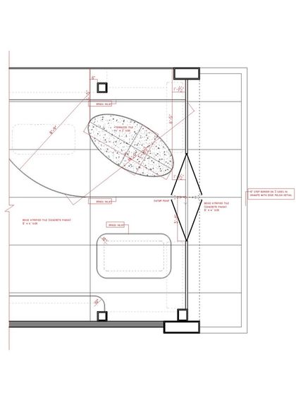 A technical drawing for a retail outlet's flooring, showing the precision required for CNC routing and brass inlay work. This level of detail is crucial for creating defined zones and guiding customer flow in a commercial space.