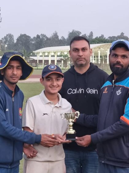 Presenting the trophy to the captain of our winning team in Delhi. These moments build confidence and motivate players to aim higher.