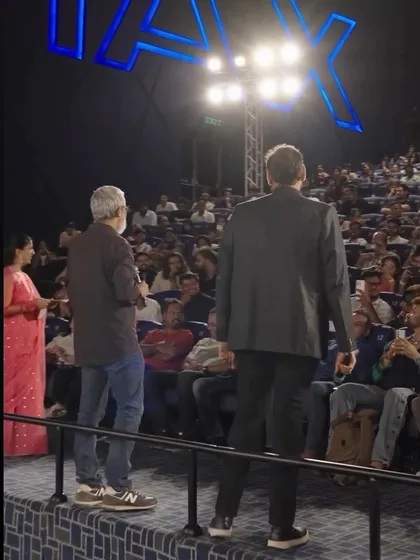 On stage for the Ramayana Glimpse Launch. Hosting a film-related event in an IMAX theater requires a unique approach to engage an audience already seated and ready for a visual experience.