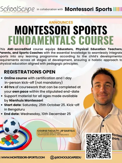 Registrations are open for our 40-hour, AMI-certified Montessori Sports Fundamentals Course, a blended program led by Jip Bartels.