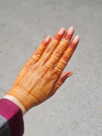 The initial orange stain right after removing the paste. This is the first step to a beautiful, long-lasting color.