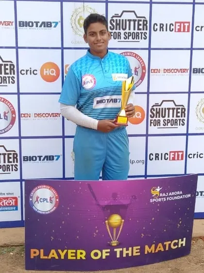 Mitali Mhatre awarded 'Player of the Match' in the U-19 Cricfit Premier League. She is consistently proving her talent on the field.