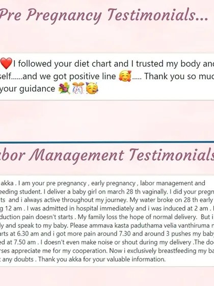 From following a diet chart to get a positive pregnancy test, to speaking to her baby during labor, these testimonials show the power of trusting your body and my guidance.