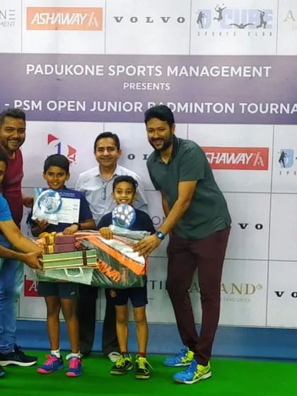 Our young U-11 doubles pair receiving their prizes and gifts after securing the silver medal. Competing and succeeding in tournaments outside their home state gives our players invaluable experience.