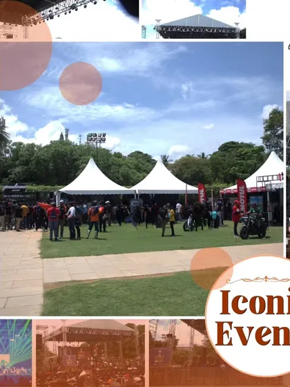 A collage showcasing the setup for iconic events at our Terraform venue. This space is designed for large-scale concerts and can accommodate over 20,000 attendees.