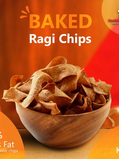 Our Baked Ragi Chips have 91% less fat than regular chips. Made with natural protein, they support weight loss, cholesterol reduction, and blood sugar regulation.