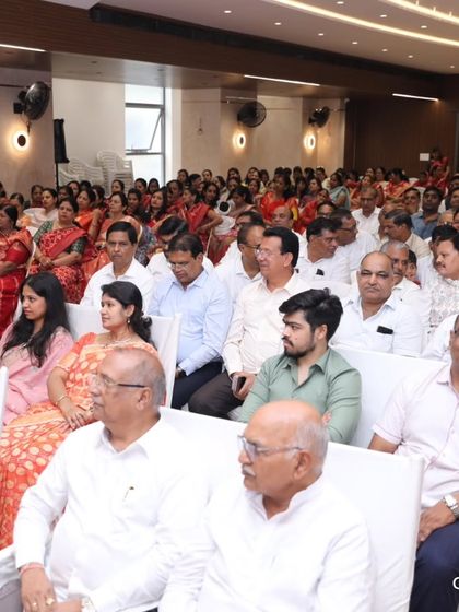 The audience at the Shri Jain Mewad Bisa Oswal Sangh oath-taking ceremony. It was a powerful moment to witness so many families come together for this historic occasion.