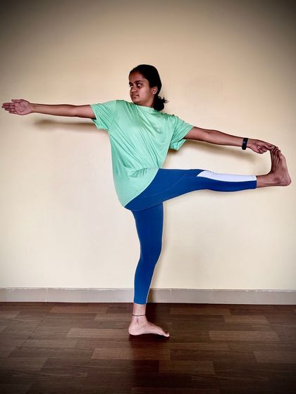 Prerana's journey is one of dedication. Her progress in poses like this standing split is a result of her daily commitment, proving that with passion, you can achieve your goals.