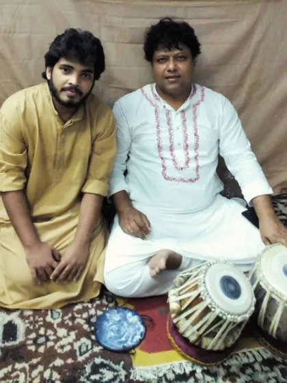With my Guruji, Pandit Subhankar Banerjee ji. Every beat I play is a tribute to his teachings. These are the moments that define my life and my music.