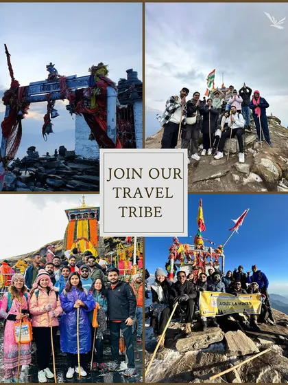Join our travel tribe! This collage showcases the happy faces and group moments from our Chopta-Tungnath trek. Solo or squad, all are welcome.
