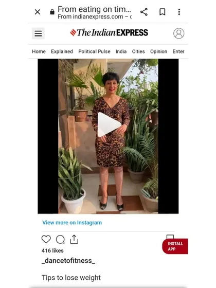 My Instagram video on weight loss tips was featured in The Indian Express. It's always rewarding to have my practical advice shared with a wider audience.