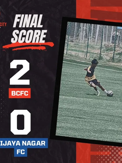 Full time result: a 2-0 win and a clean sheet against Vijaya Nagar FC.