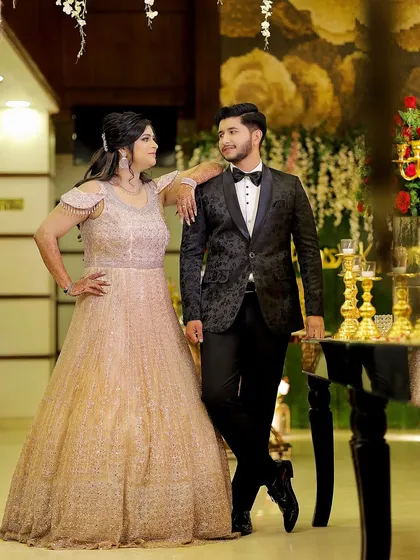 A candid moment where the couple shares a look. These unposed shots often become the most cherished memories.