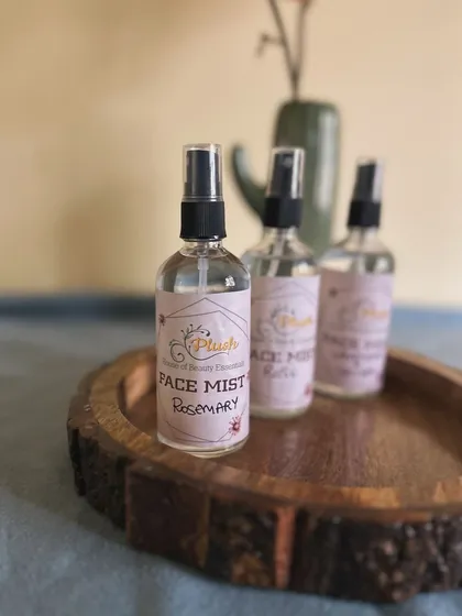 A closer look at my Rosemary, Rose, and Lavender-Vetiver face mists. They are priced at just 200 rupees each.