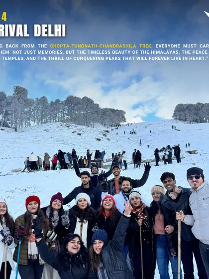 The final day of the trek, filled with memories of the Himalayas, sacred temples, and conquering peaks. Our groups always return to Delhi with stories to tell.