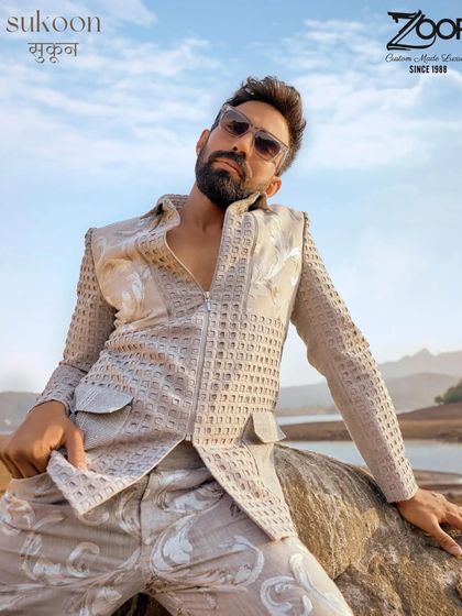 Find your peace, discover your style. This textured, perforated co-ord set from the Sukoon collection is for those who choose to stand out with effortless grace.