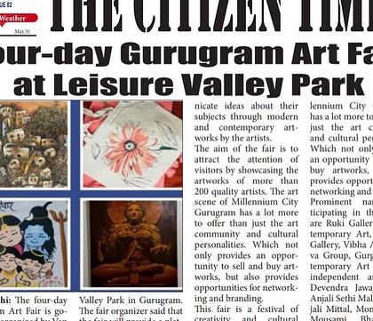 A newspaper clipping from The Citizen Times about the Gurgaon Art Fair. It's exciting to see local art events getting media coverage and bringing the community together.