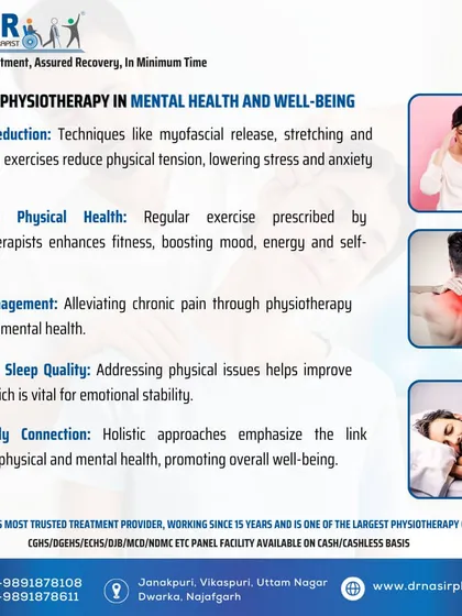 We believe in a mind-body connection. Physiotherapy plays a vital role in mental well-being by reducing stress, improving sleep, and managing chronic pain, which all contribute to better mental health.