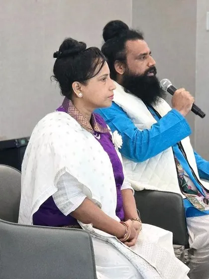 We are conducting a Satsang and Meditation program for a group in Pennsylvania, USA. This image shows us sharing teachings and guiding meditation, demonstrating our commitment to reaching spiritual seekers globally.