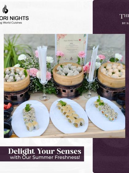 Delight your senses with our summer freshness. This display features a collaboration with The Chaat Story, showcasing light and refreshing dim sum and sushi rolls perfect for the season.