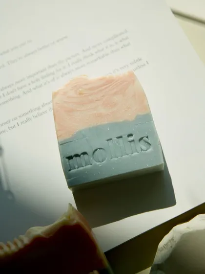 This is my Aqua soap bar, a little piece of the ocean for your daily ritual. It’s inspired by the salty sea breeze and made with skin-loving oils for a refreshing cleanse. Each bar is hand-poured and hand-cut, with a unique design in every slice.