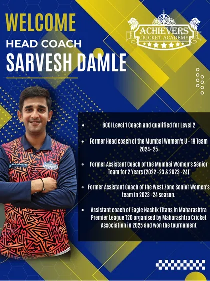 We are proud to have BCCI Level 1 Coach Sarvesh Damle leading our team. His extensive experience coaching Mumbai state teams ensures our players receive the highest quality of professional guidance.