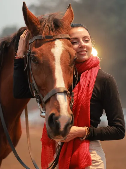 The connection you form with our horses is a core part of the experience. This moment captures the quiet, gentle bond that develops between rider and horse, a feeling of trust and friendship.