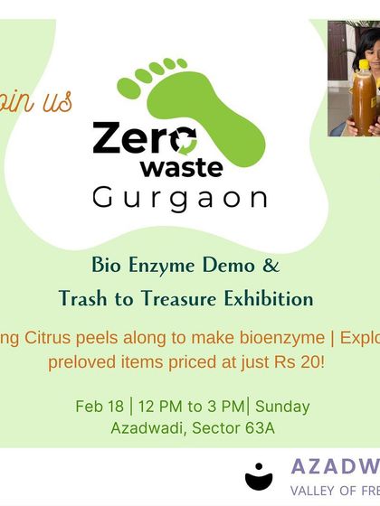 Join us for a bio-enzyme demonstration and a 'Trash to Treasure' exhibition. This event poster invites you to bring your citrus peels and explore pre-loved items, combining learning with sustainable shopping.