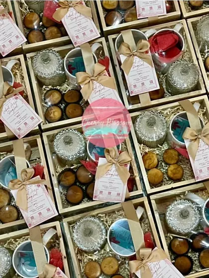 We curated 200 of these beautiful invitations for the launch of a fashion label. This image shows the hampers all packed and ready to be sent to some of the most well-known influencers and makeup artists.