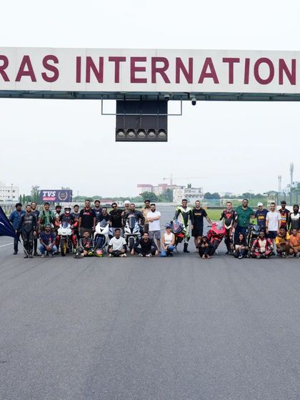 The full group from our Season 12, Edition 6 event at the Madras International Circuit. Three spectacular days of training and riding.
