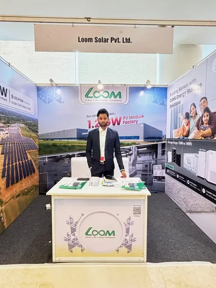 A full view of our booth at the Solar & Storage Expo in Ahmedabad. We showcased our large-scale projects and energy storage solutions to a highly engaged audience.