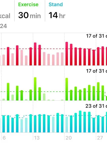 Tracking my progress is not about perfection, but about persistence. These are my daily activity logs, showing my commitment to consistent movement, exercise, and hitting my step goals.