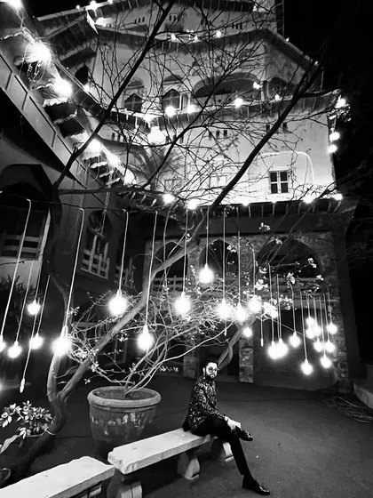 A quiet moment at the stunning Neemrana Fort before an Indo-Dutch wedding gig. The beautiful lighting at destination venues creates a magical atmosphere.