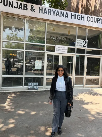 Outside the Punjab & Haryana High Court, another venue where I represent my clients. This photo is from my five-year litigation anniversary, a journey that has taken me to courts across the region.