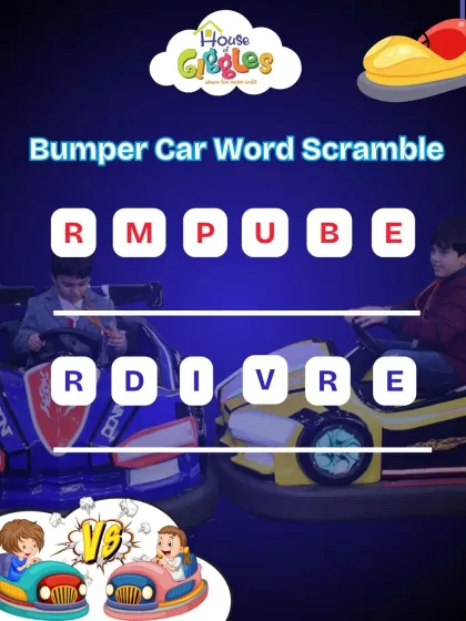 Time for a fun puzzle! Can you solve our Bumper Car Word Scramble? It's just a little taste of the fun and games that await you in our play zone.