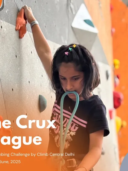 Here’s a young competitor showing incredible focus during The Crux League. Our lead climbing events are designed to challenge both new and experienced climbers, with separate categories to ensure a fair and exciting competition for everyone.