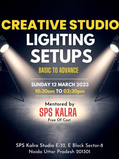 A poster for our Creative Studio Lighting Setups workshop, covering basic to advanced techniques. These free sessions are a fantastic opportunity to perfect your studio lighting skills.
