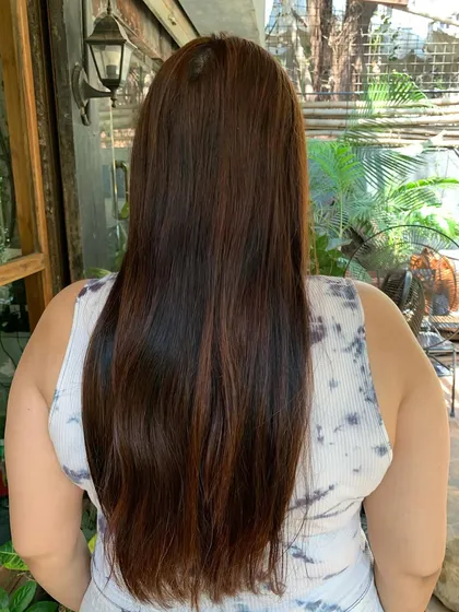 The 'before' shot for this color correction, showing the dark color build-up we had to work through.