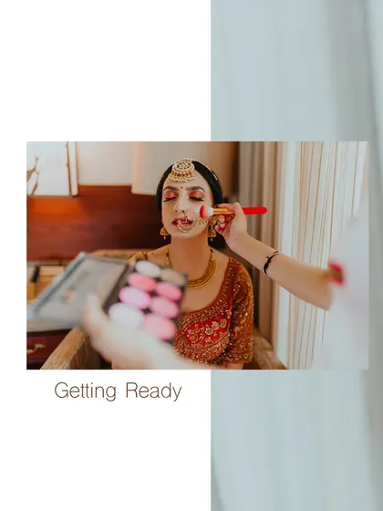 A behind-the-scenes shot of the bride getting her makeup done, a key part of the getting-ready story.