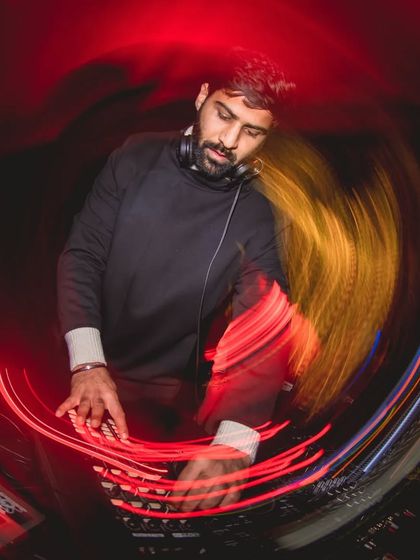 Another creative shot from the NYE gig, with swirling lights that reflect the hypnotic music and ecstatic atmosphere.