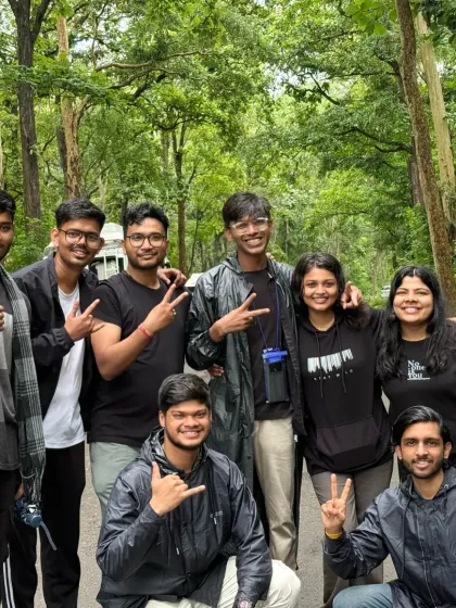 Peace signs and smiles from a small group of friends on our trek. It's a great way to bond and make lasting memories.