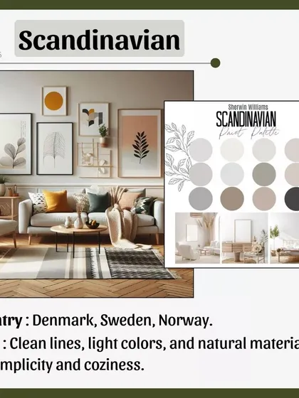 Scandinavian design, from Denmark, Sweden, and Norway, is all about simplicity and coziness. It features clean lines, light colors, natural materials like wood, and a clutter-free approach.