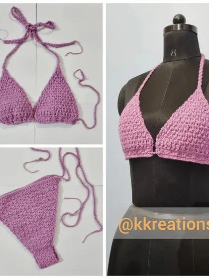 Getting ready for a beach holiday? I craft custom crochet bikini sets like this one. Made from quick-drying cotton yarn, they can be tailored to your exact size and favorite color for a comfortable and confident fit.