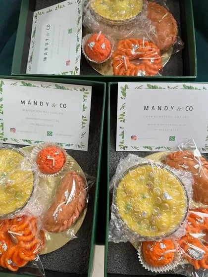 The 'Mooh Meetha' candle boxes packed and ready to go, ensuring these luxurious and unique gifts arrive safely to your loved ones.
