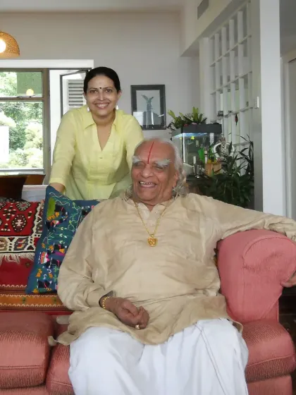 A timeless bond. This photo with my Guru captures the essence of the student-teacher relationship in yoga, a journey of devotion and shared wisdom.
