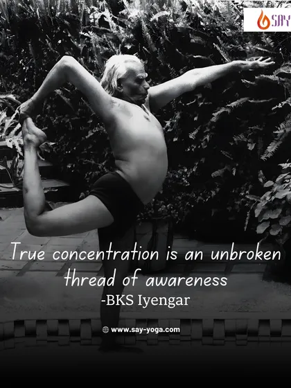"True concentration is an unbroken thread of awareness." Another piece of wisdom from B.K.S. Iyengar, reminding us that mindfulness is the key to inner peace.