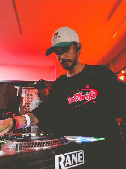 A retro-filtered shot of me at the decks. The first Slw Drift party was a huge success, and I'm grateful for everyone who came.