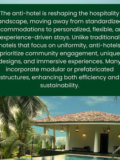 A snippet from my article on the anti-hotel trend. It explains how modular and prefabricated structures are enhancing both the efficiency and sustainability of modern hospitality.