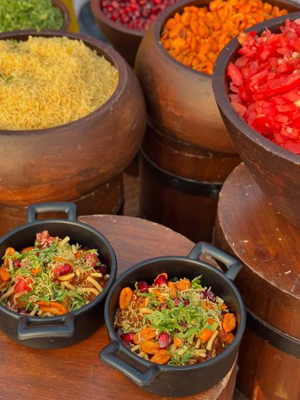A wholesome bowl of Indian goodness, perfect for a crisp winter morning. This savoury mixture with fresh pomegranate and sev is both healthy and delicious.