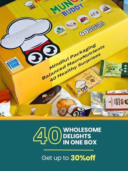 Our Munch Buddy box is the ultimate snack solution, packed with 40 wholesome delights. It's a great way to plan your kids' snacking for the whole month and ensure they always have a healthy option on hand.